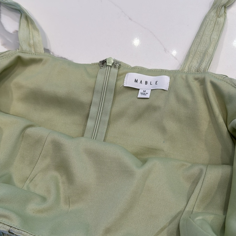 MARBLE Green Ruffled Smocked Tank Top M - Picture 7 of 10